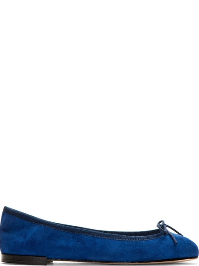 Repetto Blue Goatskin Suede Cendrillon Ballerina Flat In Navy