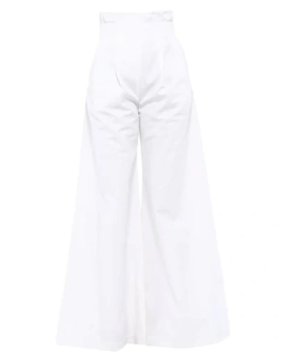 Shop A.w.a.k.e. A. W.a. K.e. Mode Woman Pants White Size 8 Cotton