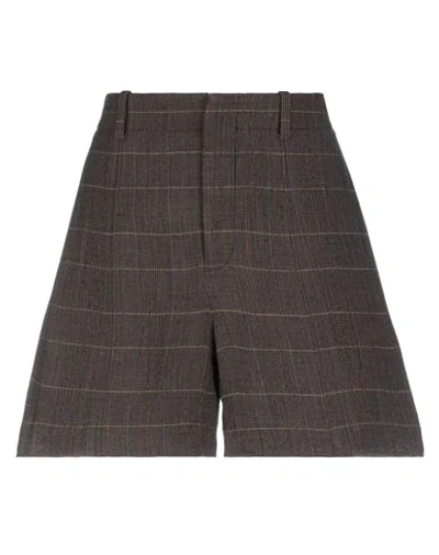 Shop Chloé Woman Shorts & Bermuda Shorts Dark Brown Size 8 Virgin Wool, Elastane, Polyamide