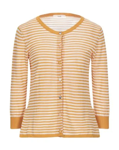 Shop Suoli Woman Cardigan Apricot Size 4 Cotton, Viscose, Polyester In Orange