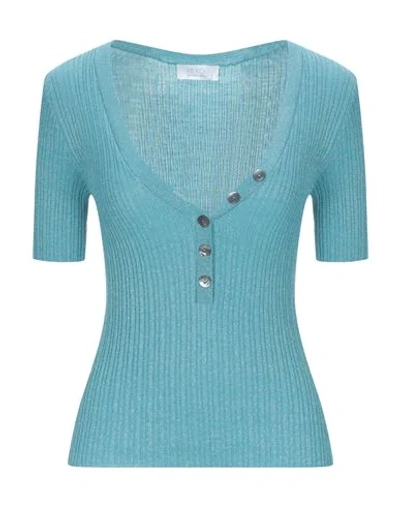 Shop Be You By Geraldine Alasio Woman Sweater Pastel Blue Size L Wool, Polyamide