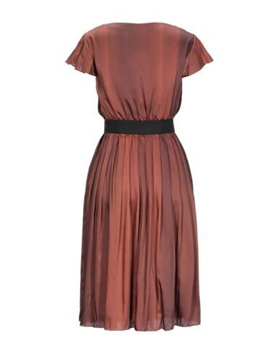 Shop Moschino Woman Midi Dress Cocoa Size 10 Polyester, Silk In Brown