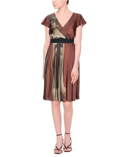 Shop Moschino Woman Midi Dress Cocoa Size 10 Polyester, Silk In Brown