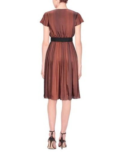 Shop Moschino Woman Midi Dress Cocoa Size 10 Polyester, Silk In Brown