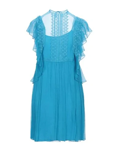 Shop Alberta Ferretti Short Dresses In Turquoise