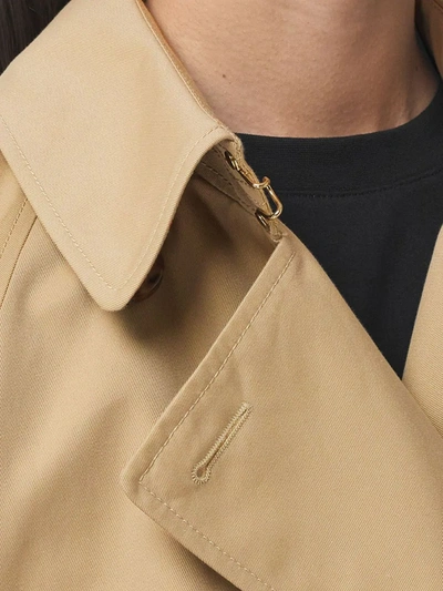 Shop Burberry Stripe Detail Gabardine Trench Coat In Neutrals