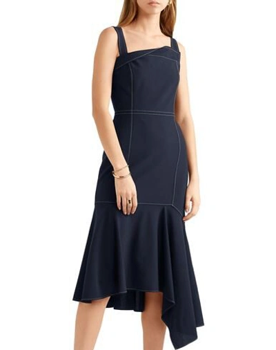 Shop Adeam Woman Midi Dress Midnight Blue Size 10 Wool, Polyester, Polyurethane