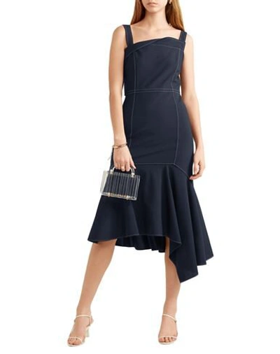 Shop Adeam Woman Midi Dress Midnight Blue Size 10 Wool, Polyester, Polyurethane