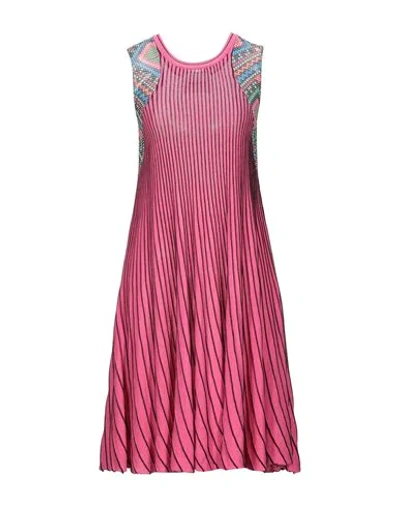 Shop Brand Unique Woman Mini Dress Fuchsia Size 1 Cotton, Viscose, Polyamide, Modal, Metallic Fiber In Pink