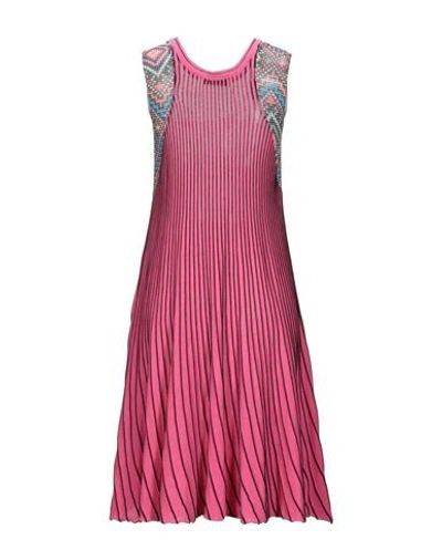 Shop Brand Unique Woman Mini Dress Fuchsia Size 1 Cotton, Viscose, Polyamide, Modal, Metallic Fiber In Pink