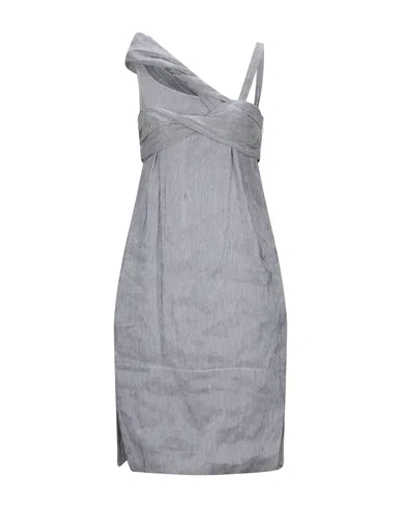 Shop Chloé Woman Midi Dress Midnight Blue Size 10 Linen, Cotton, Silk, Metallic Fiber