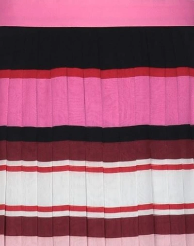 Valentino Pleated Striped Silk-georgette Midi Skirt In Pink