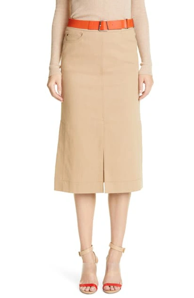 Shop Akris A-line Stretch Denim Skirt In 033-cardboard