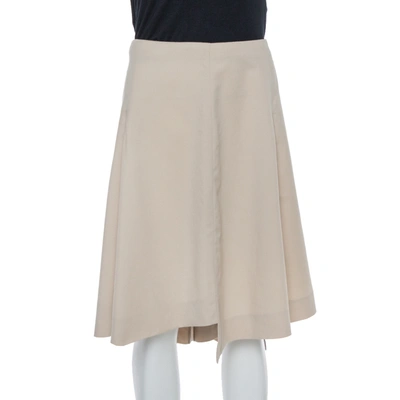 Pre-owned Saint Laurent Ecru Wool Asymmetrical Short Skirt L In Beige