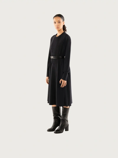 Shop Ferragamo Salvatore  Damen Lange Maxi-strickjacke Mit Gürtel In Black