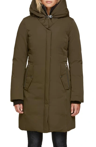 Soia & Kyo Slim Fit Hooded Down Coat In Army