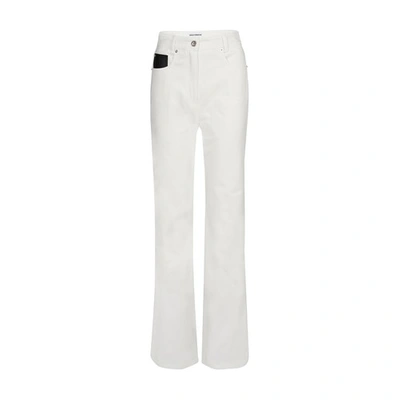 Shop Paco Rabanne Flared Denim Pants In Off White