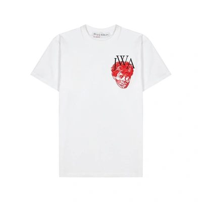 Shop Jw Anderson White Logo-embroidered Cotton T-shirt