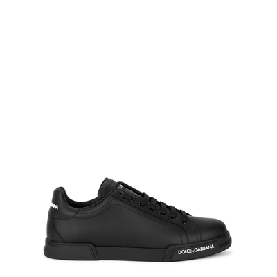 Shop Dolce & Gabbana Portofino Black Leather Sneakers