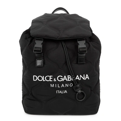 Shop Dolce & Gabbana Palermo Tecnico Black Quilted Nylon Backpack In Black And White