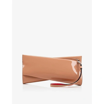 Shop Christian Louboutin Women's Nude Loubitwist Patent Leather Clutch Bag