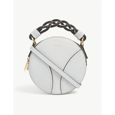 Shop Chloé Daria Mini Round Leather Cross-body Bag In Light Cloud