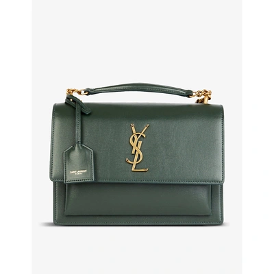 Shop Saint Laurent Womens Green Fonce Sunset Medium Leather Shoulder Bag
