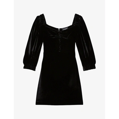 Shop The Kooples Off-the-shoulder Velvet Dress In Bla01