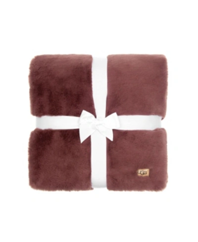Shop Ugg Euphoria Plush Reversible Faux Fur Throw, 50" X 70" Bedding In Mulberry