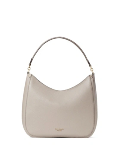Shop Kate Spade New York Roulette Large Leather Hobo Bag In Warm Taupe