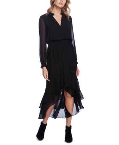 Shop 1.state Women's Long Sleeve Smocked-waist High-low Dress In Rich Black