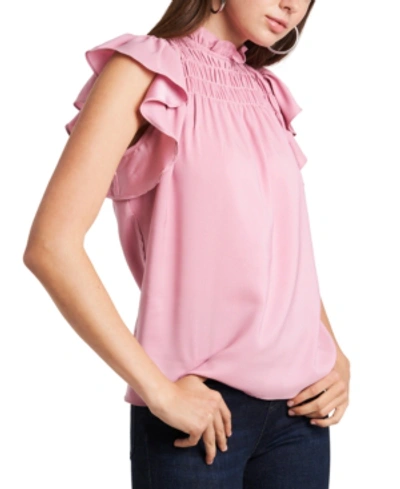 Shop 1.state Wide-smocked Ruffle-sleeve Top In Rose Pink