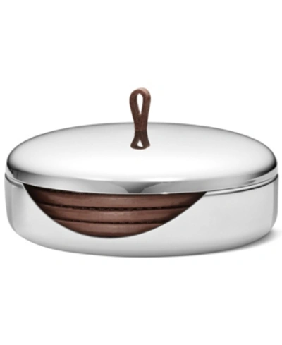 Georg Jensen Sky Leather And Stainless Steel Coasters Set Of Four