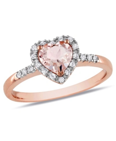 Shop Macy's Morganite And Diamond Halo Heart Ring In Pink