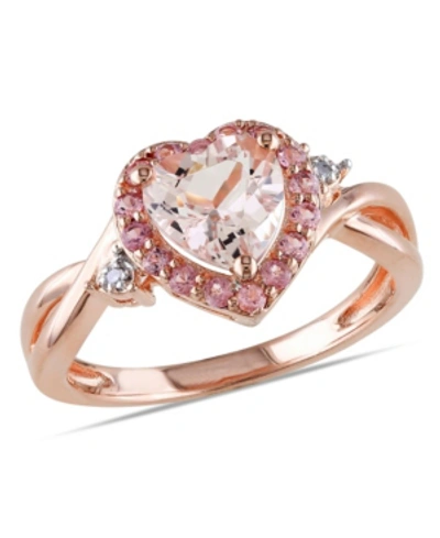 Shop Macy's Morganite Pink Tourmaline And Diamond Accent Heart Ring