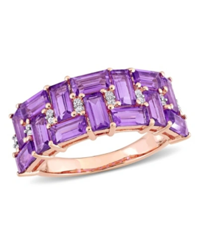 Shop Macy's Amethyst And Diamond Geometric Ring In Purple