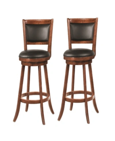 Shop Coaster Home Furnishings Antony 29" Swivel Bar Stools With Upholstered Seat (set Of 2) In Medium Brown