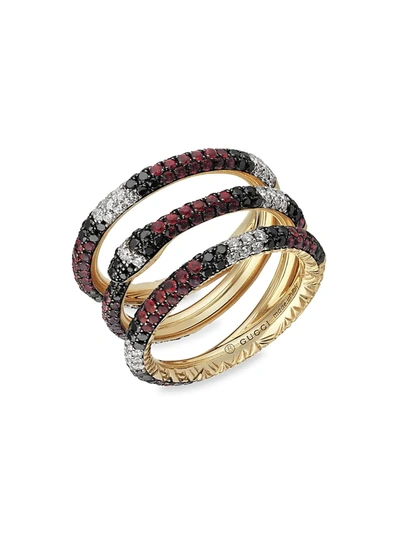 Shop Gucci Women's Ouroboros 3-row Snake Ring In Multi Color