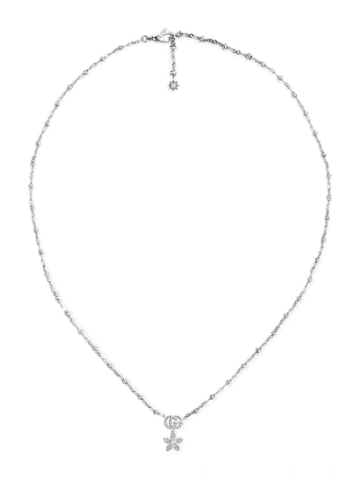 Shop Gucci Flora Gg Necklace In White Gold