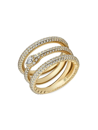 Shop Gucci Women's Ouroboros 3-row Snake Ring In Gold