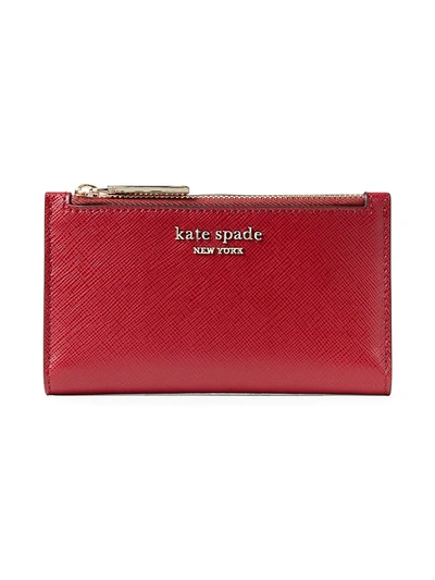 Shop Kate Spade Women's Spencer Leather Bi-fold Wallet In Red Currant