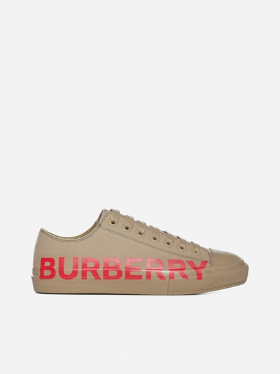 Shop Burberry Sneakers In Gabardine Di Cotone Con Logo
