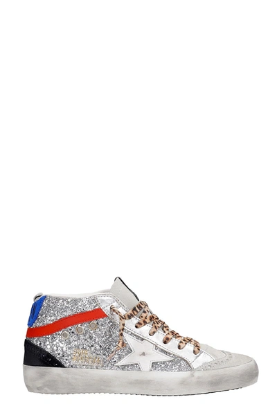 Shop Golden Goose Mid Star Sneakers In Silver Glitter