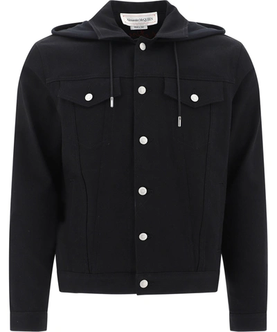 Shop Alexander Mcqueen Stretch Denim Jacket In Black  