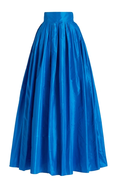 Shop Carolina Herrera Women's Pleated Silk Ball Skirt In Blue,red