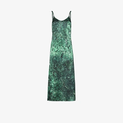 Shop Marta Larsson Pfeiffer Malachite Print Slip Dress In Green