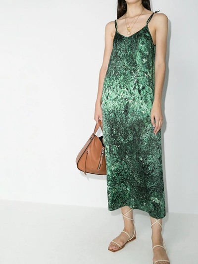 Shop Marta Larsson Pfeiffer Malachite Print Slip Dress In Green