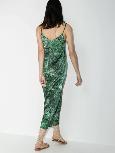 Shop Marta Larsson Pfeiffer Malachite Print Slip Dress In Green