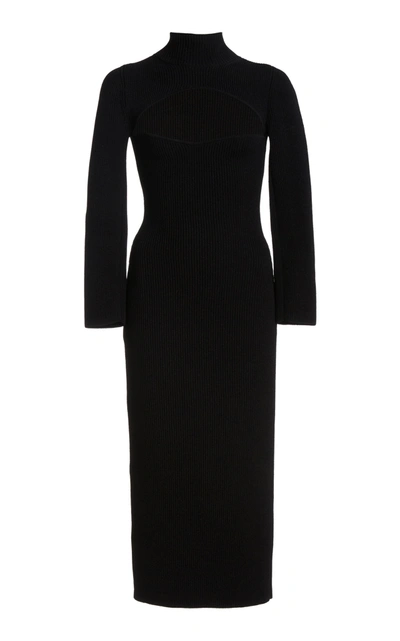 Shop Khaite Women's Mischa Cutout Ribbed-knit Turtleneck Dress In Black