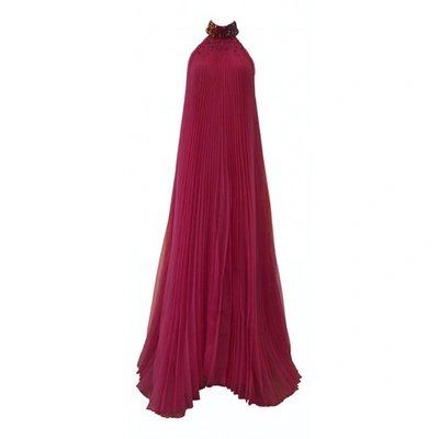 Pre-owned Monique Lhuillier Silk Maxi Dress In Pink